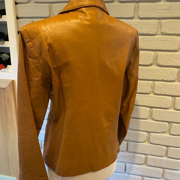 Bagatelle 100% Leather Blazer in Camel Women's Size 6 #002 - Picture 3 of 8